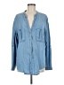 Hem & Thread 100% Tencel Blue Long Sleeve Button-Down Shirt Size M - photo 1
