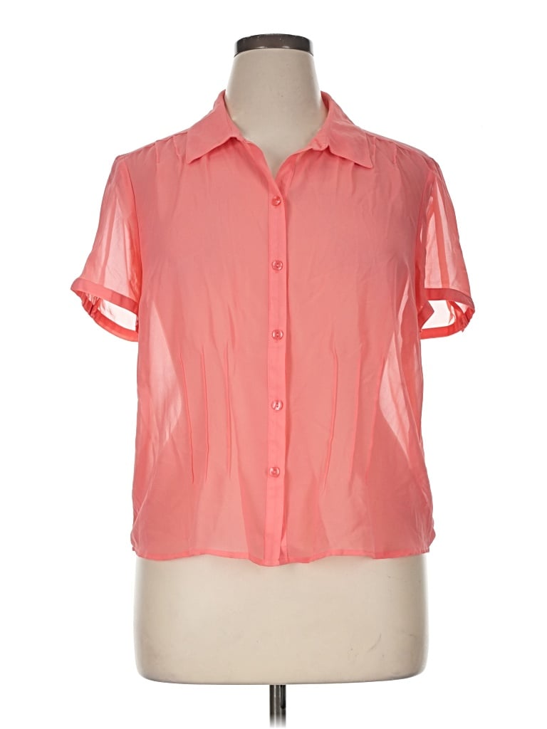 Pre-owned Croft & Barrow Short Sleeve Blouse In Pink