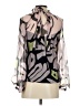 Max&Co. 100% Silk Print Gray Long Sleeve Silk Top Size 2 - photo 2