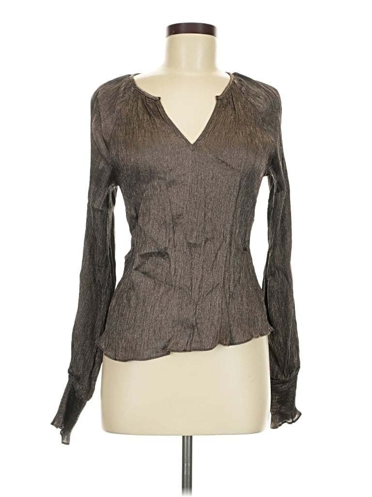 Pre-owned Express Long Sleeve Blouse In Gray