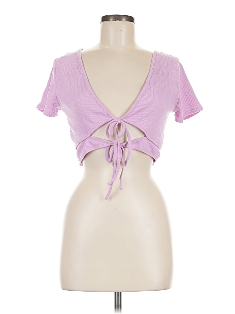 Pre-owned Wild Fable Short Sleeve Top Purple Sweetheart Neckline Tops