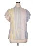 AKRIS 100% Cotton Color Block Silver Short Sleeve Blouse Size 14 - photo 1
