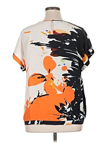 Lafayette 148 New York Short Sleeve Silk Top (view 2)