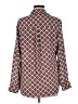 Express 100% Polyester Print Burgundy Long Sleeve Blouse Size M - photo 2