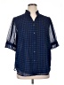 Ann Taylor Houndstooth Blue 3/4 Sleeve Button-Down Shirt Size XL - photo 1