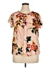 Worthington 100% Polyester Floral Pink Short Sleeve Blouse Size XL (petite) - photo 1