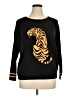 Joan Vass 100% Cotton Animal Print Black Pullover Sweater Size XL (petite) - photo 1