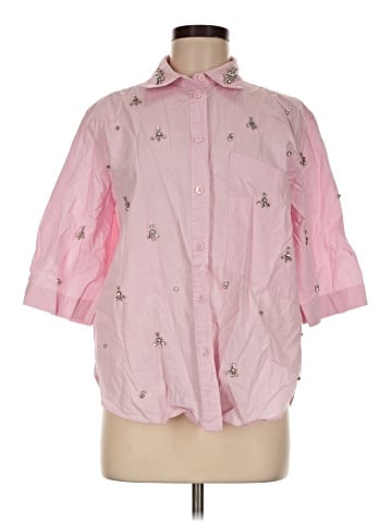 Zara 3/4 Sleeve Button-Down Shirt (view 1)