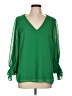 1.State 100% Polyester Polka Dots Green Long Sleeve Blouse Size L - photo 1