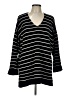 Eileen Fisher 100% Cotton Stripes Black Pullover Sweater Size L - photo 1