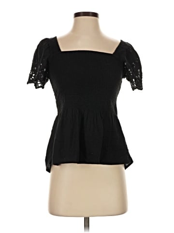 Madewell Eyelet-Sleeve Lucie Smocked Peplum Top (view 1)
