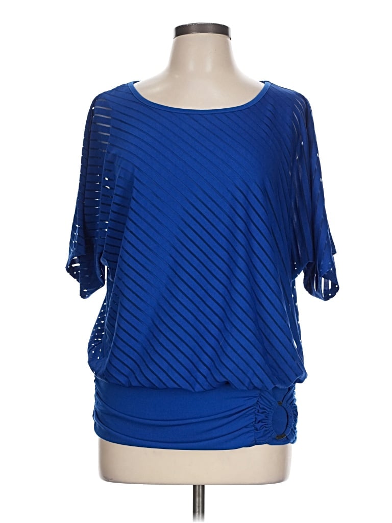 Pre-owned Ab Studio 3/4 Sleeve Blouse In Blue