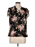 Tamara H. 100% Polyester Floral Black Short Sleeve Blouse Size M - photo 1