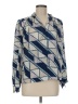 Heritage Road 100% Polyester Argyle Blue 3/4 Sleeve Blouse Size 8 - photo 1