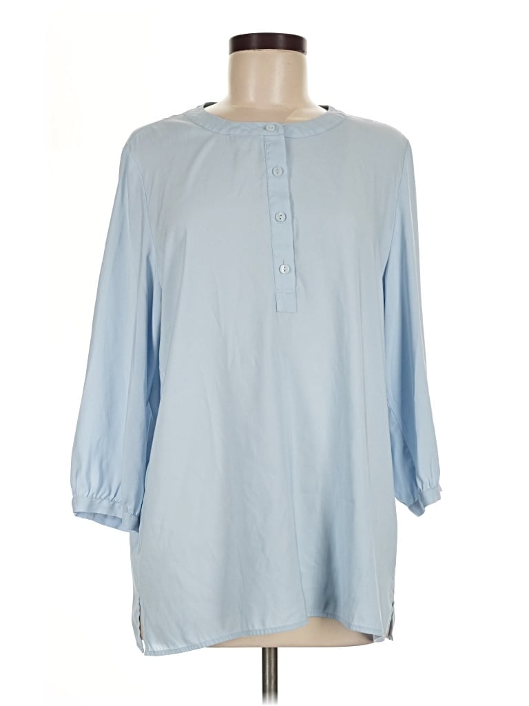 Pre-owned Coldwater Creek 3/4 Sleeve Blouse In Blue