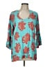 Escapada Floral Teal 3/4 Sleeve Blouse Size L - photo 1