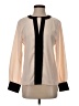 Unbranded 100% Polyester Color Block Ivory Long Sleeve Blouse Size S - photo 1