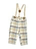 Unbranded 100% Cotton Plaid Ivory Snow Pants With Bib Size 6-9 mo - photo 1