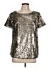 rsvp by TALBOTS 100% Polyester Metallic Silver Short Sleeve Top Size 12 - photo 1