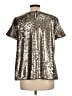 rsvp by TALBOTS 100% Polyester Metallic Silver Short Sleeve Top Size 12 - photo 2