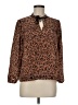 Point Sur 100% Silk Animal Print Brown Long Sleeve Silk Top Size M - photo 1