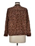 Point Sur 100% Silk Animal Print Brown Long Sleeve Silk Top Size M - photo 2