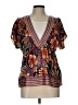 JM Collection Brown Short Sleeve Blouse Size 10 Petite - photo 1