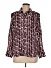 UNTUCKit 100% Polyester Print Burgundy Long Sleeve Blouse Size 8 - photo 1