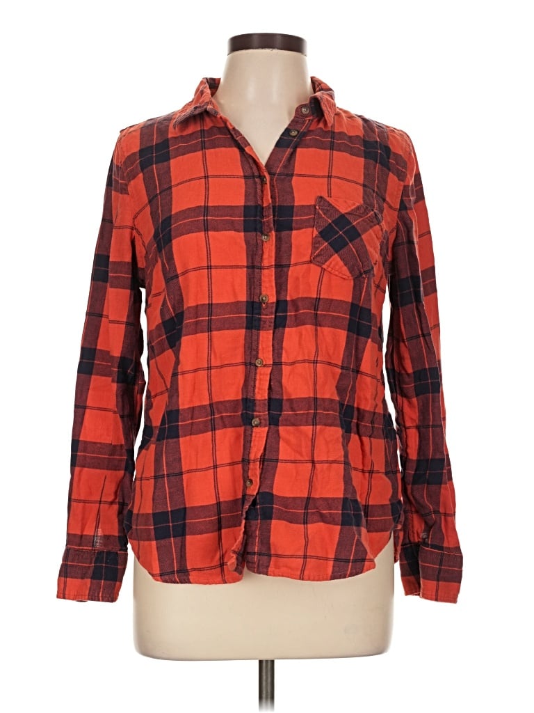 Pre-owned Merona Long Sleeve Button Down Shirt In Orange