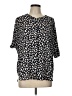 Ann Taylor LOFT 100% Polyester Animal Print Black Short Sleeve Blouse Size L - photo 1