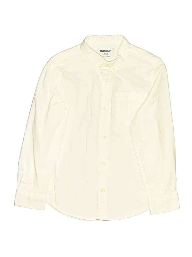 Pre-owned Old Navy Kids' Long Sleeve Button Down Shirt In Ivory