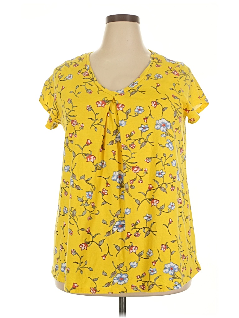 Pre-owned Ellos Short Sleeve Blouse In Yellow