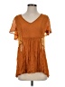 Wish 100% Viscose Orange Short Sleeve Blouse Size S - photo 1