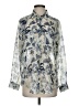 Cactus Paisley Silver Blue Long Sleeve Blouse Size S - photo 1