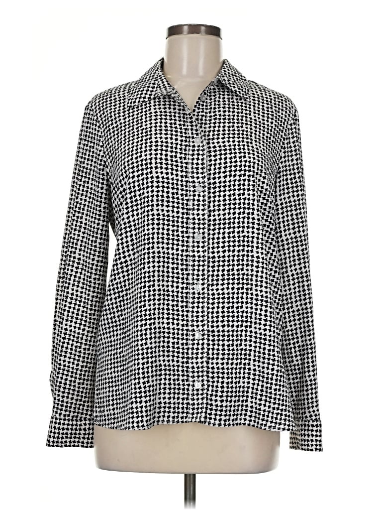 Pre-owned Mng Long Sleeve Blouse In Silver