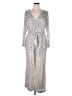 Eliza J Metallic Silver Jumpsuit Size 16 - photo 1
