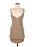 Olivaceous Solid Tan Cocktail Dress Size M - photo 1