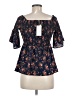 No Comment 100% Polyester Blue 3/4 Sleeve Blouse Size M - photo 2
