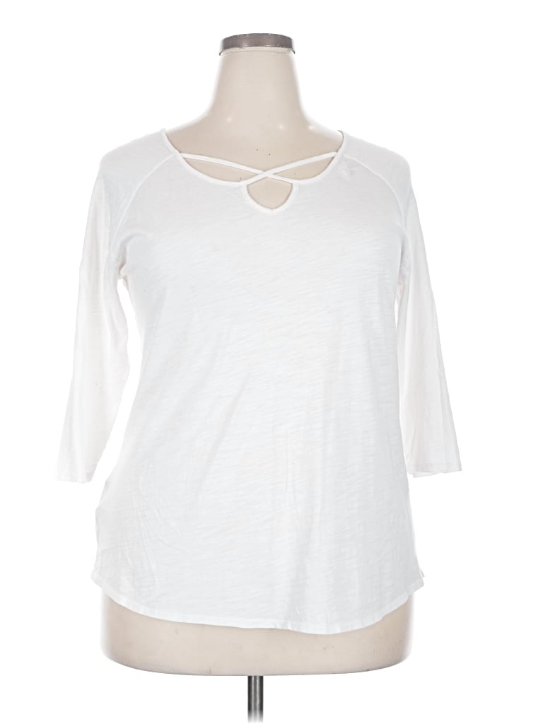 Pre-owned Eddie Bauer 3/4 Sleeve T-shirt In White
