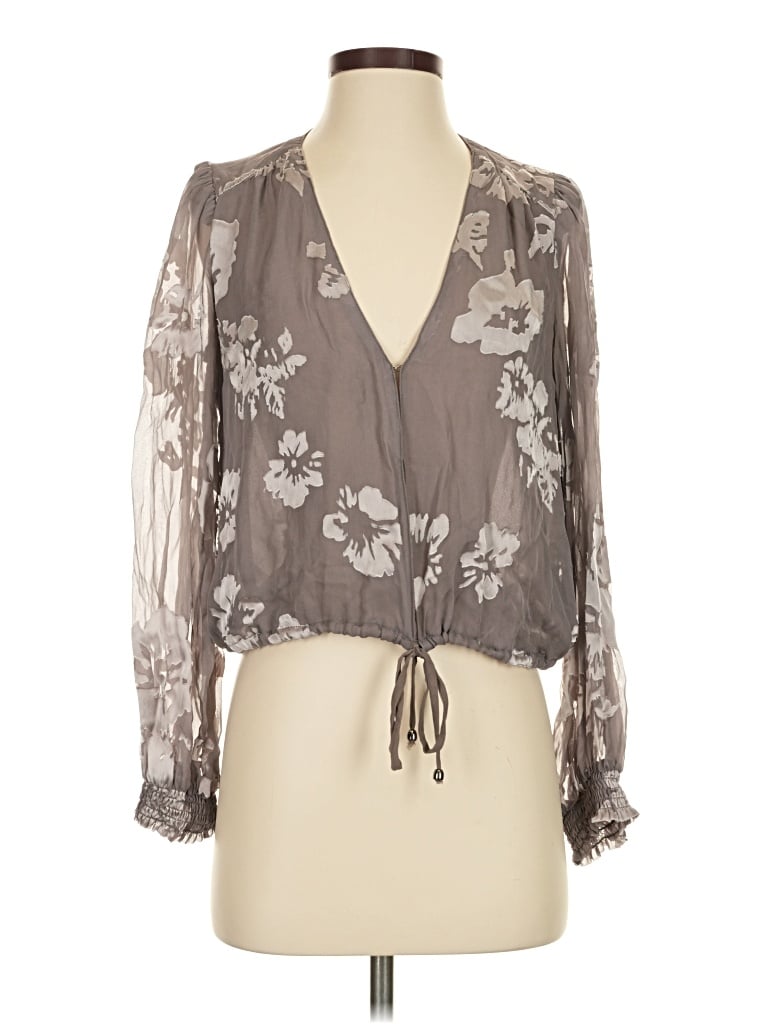 Pre-owned Astr Long Sleeve Blouse In Gray