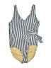 Cabana Life Stripes Yellow Blue One Piece Swimsuit Size L - photo 1