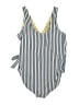 Cabana Life Stripes Yellow Blue One Piece Swimsuit Size L - photo 2