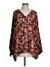 Emily Wonder 100% Polyester Brown Burgundy Long Sleeve Blouse Size S - photo 1