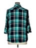 C established 1946 100% Rayon Plaid Teal 3/4 Sleeve Button-Down Shirt Size XL - photo 2