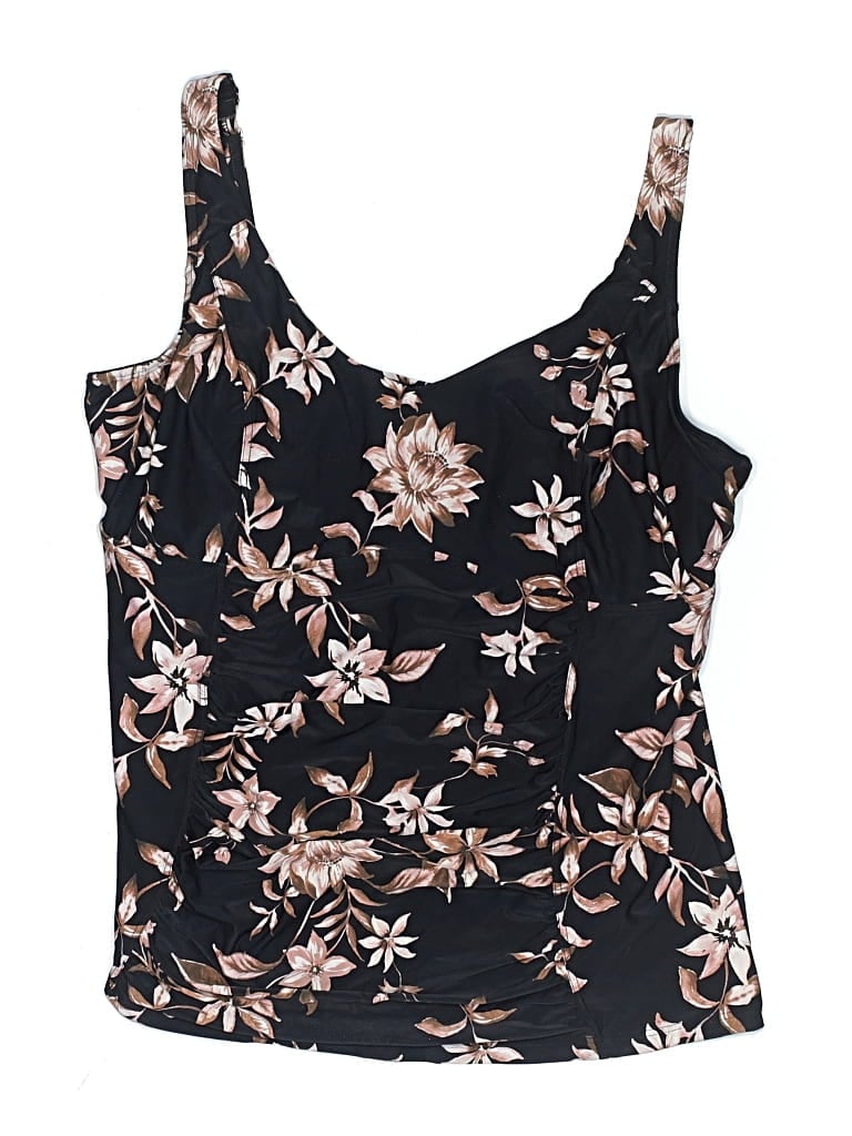 Pre-owned Artesands Swimsuit Top Black Floral Pattern Swimwear
