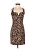 Likely 100% Polyester Animal Print Brown Cocktail Dress Size 0 - photo 1