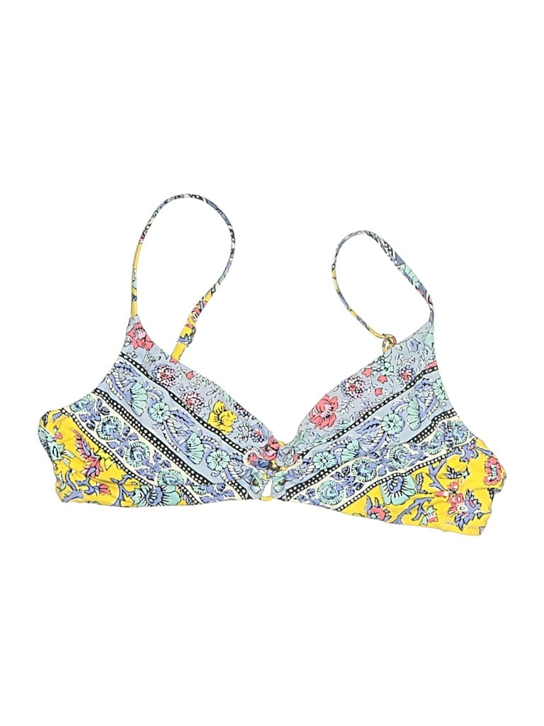 Pre-owned Nanette Lepore Swimsuit Top Yellow Paisley Pattern Swimwear