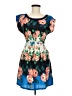 just ginger 100% Polyester Print Blue Cocktail Dress Size M - photo 1