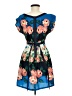 just ginger 100% Polyester Print Blue Cocktail Dress Size M - photo 2