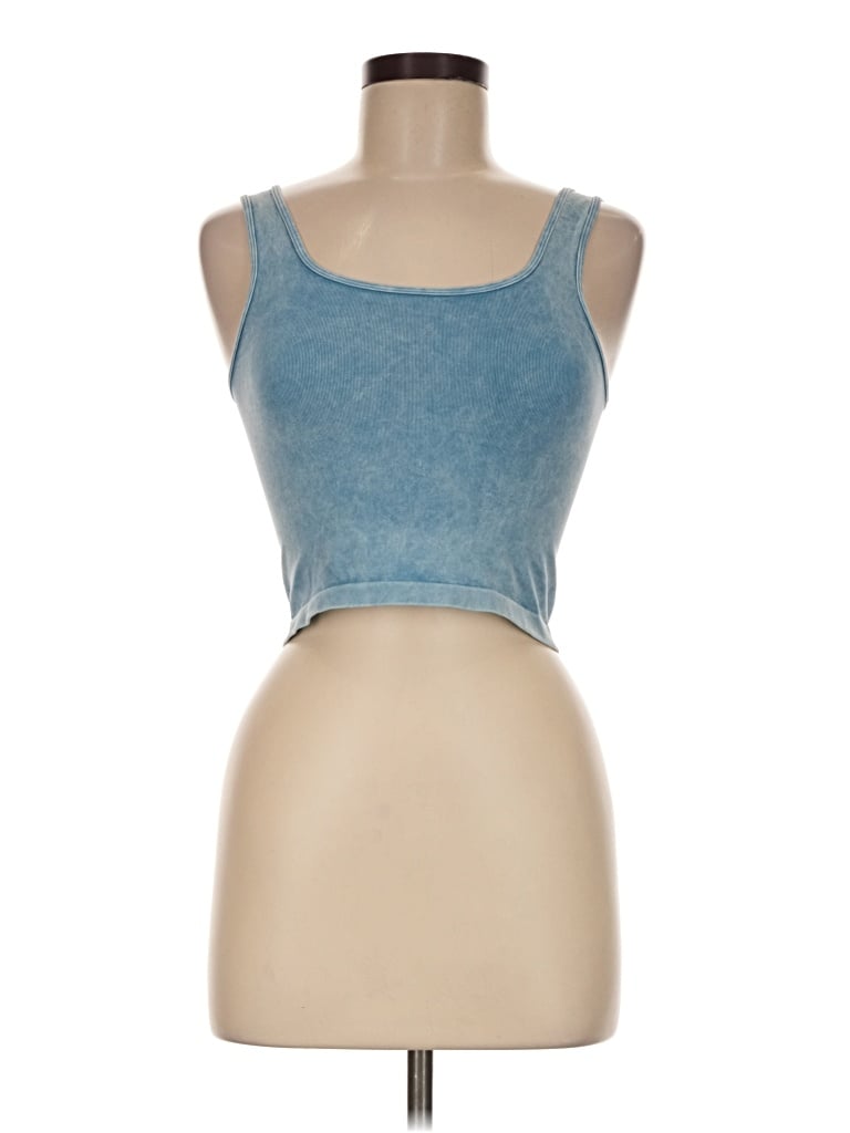Pre-owned Nux Tank Top Blue Strapless Neckline Tops